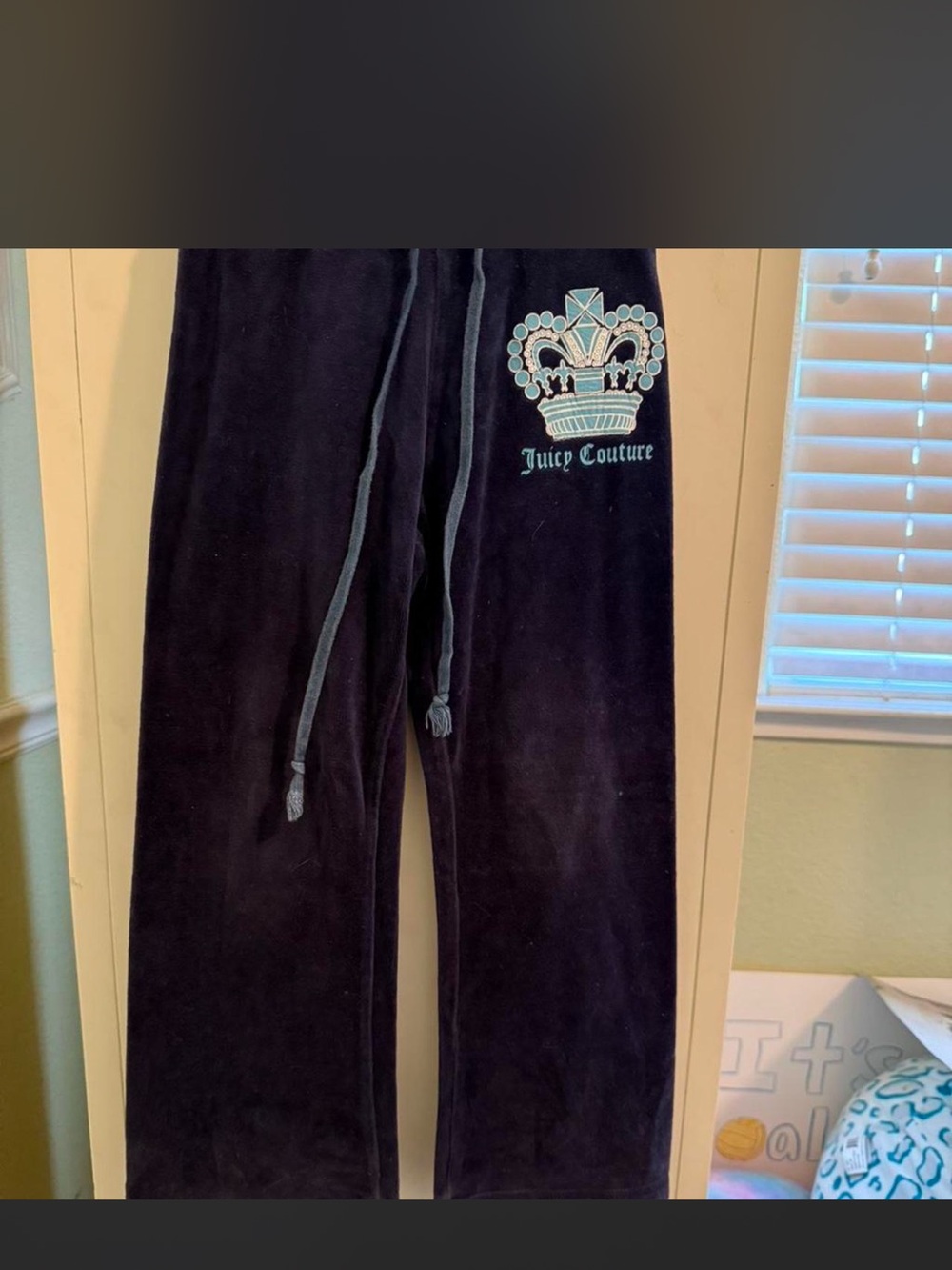 Juicy Couture Pink Label on Black Velour Garment